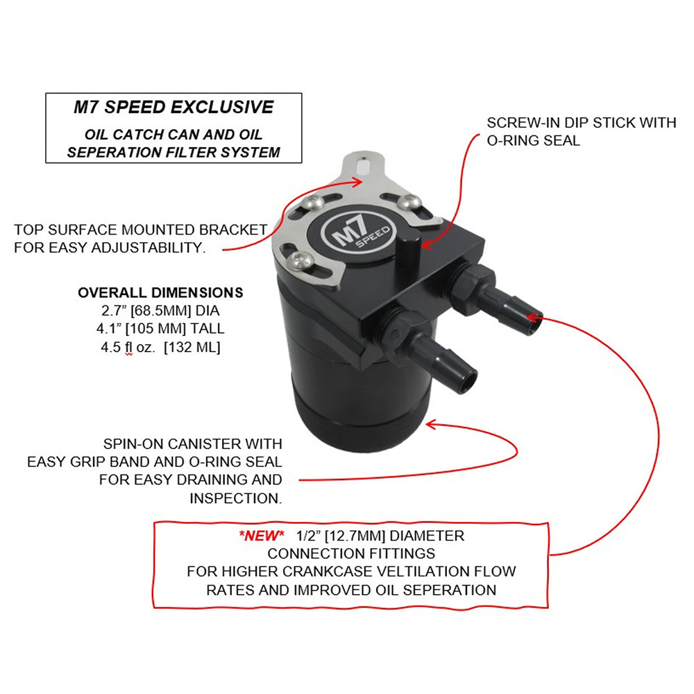 M7 Speed R56 Mini Cooper Oil Catch Can Kit | Black Hoses | N14B Engine