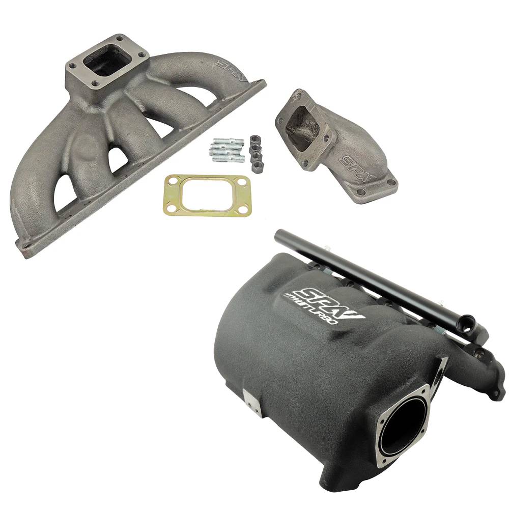 VW Jetta / Golf MK4 2.5L 5 cylinder 20V 07K T3 top mount turbo manifold + Intake Manifold - WITH FUEL RAIL - Black