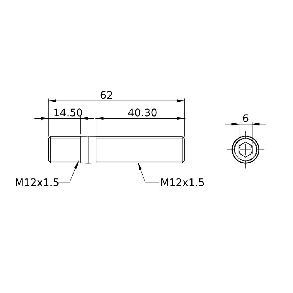 FORGED WHEEL STUD COMPETITION TYPE 62mm M12x1.5 - Pack of 4