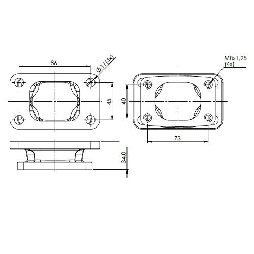 T3 for T25/T28 cast iron flange turbocharger/turbo manifold adapter/conversion