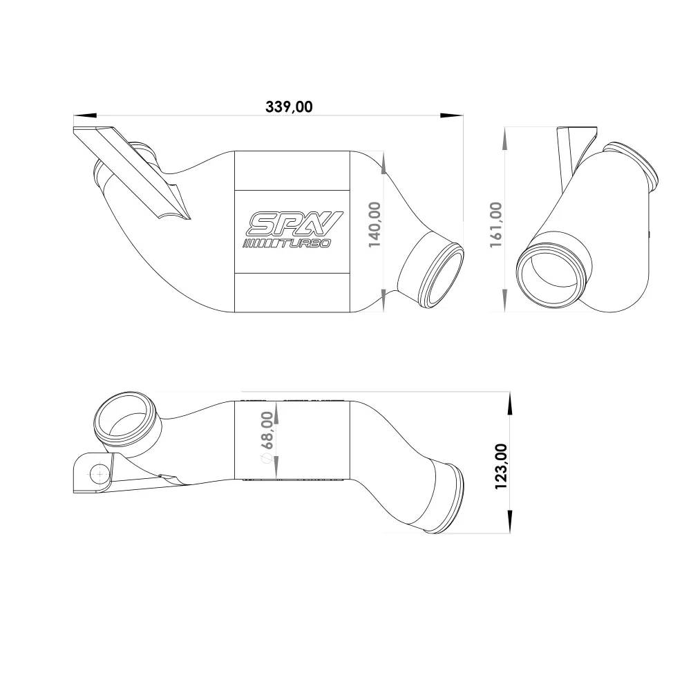 VW/Audi 1.8T 20V Turbo high flow pancake (lower intercooler pipe upgrade) Cast aluminum