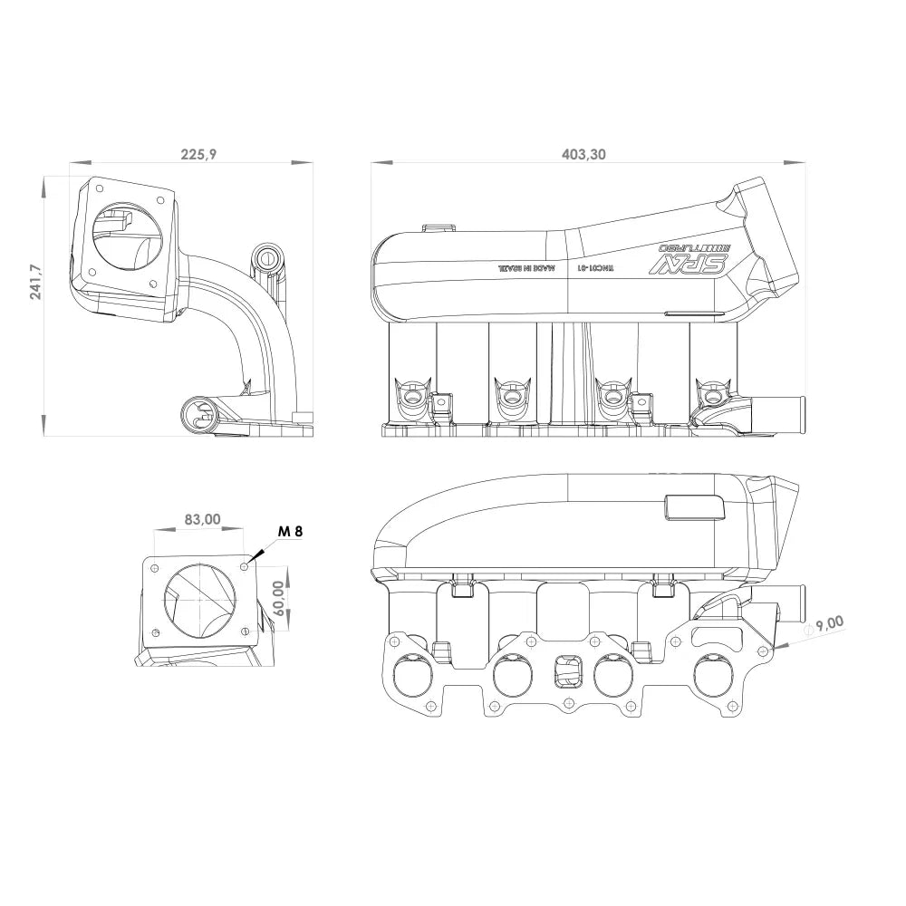 INTAKE MANIFOLD CHEVY CHEVETTE / PONTIAC T1000 / ACADIAN 1.4 / 1.6L TOWARD FRONT THROTTLE - PRE SALE