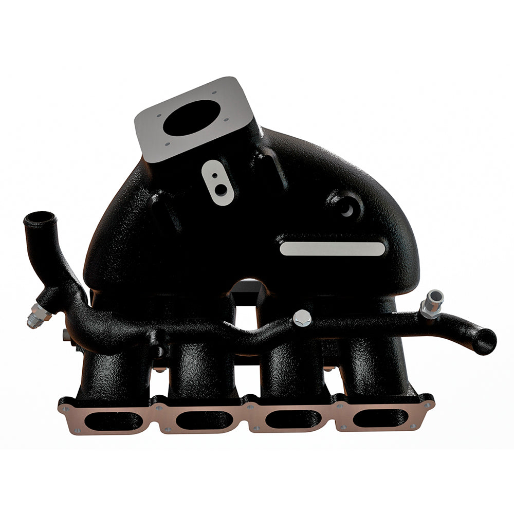 VW B5 T3 top mount turbo twin scroll manifold wastegate "i" + Cast Aluminum Intake Manifold for longitudinal with 8 injectors Fuel Rail Kit (OEM throttle) Black