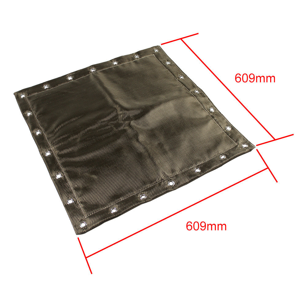 Basalt Fiber Heat Protection Shield - Titanium Color - With eyelets for fixing - 23.85" x 23.85" - PRE SALE