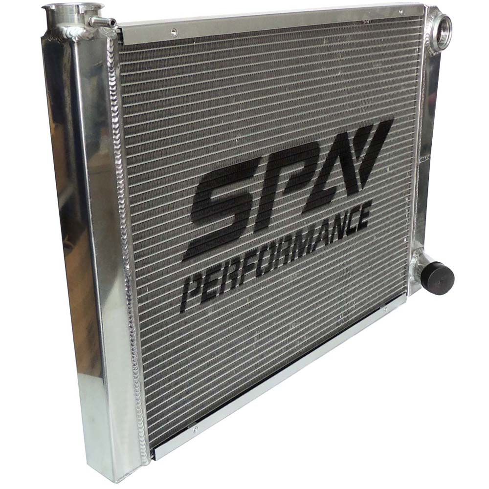 Lightweight Late Model Radiator - Double Pass - 26.8" x 19.6" + Remote Fill Tank - Red Cap