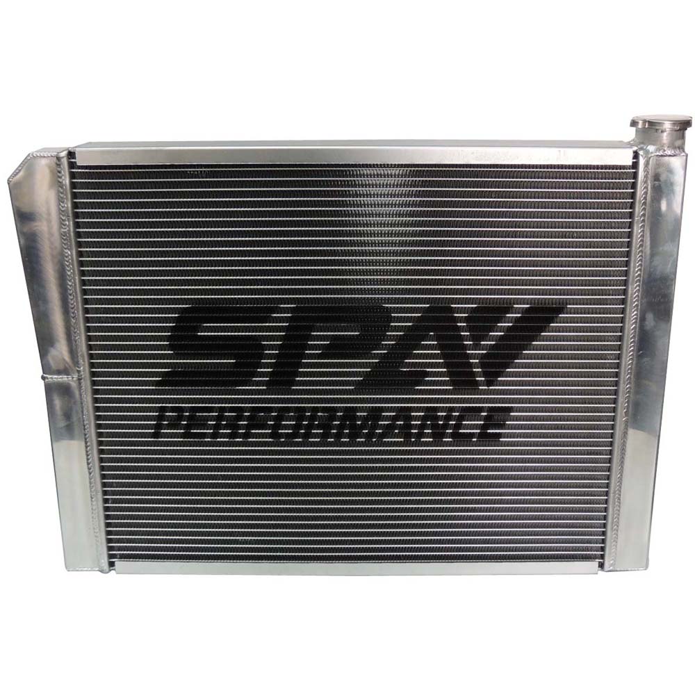 Lightweight Late Model Radiator - Double Pass - 26.8" x 19.6" + Remote Fill Tank - Red Cap