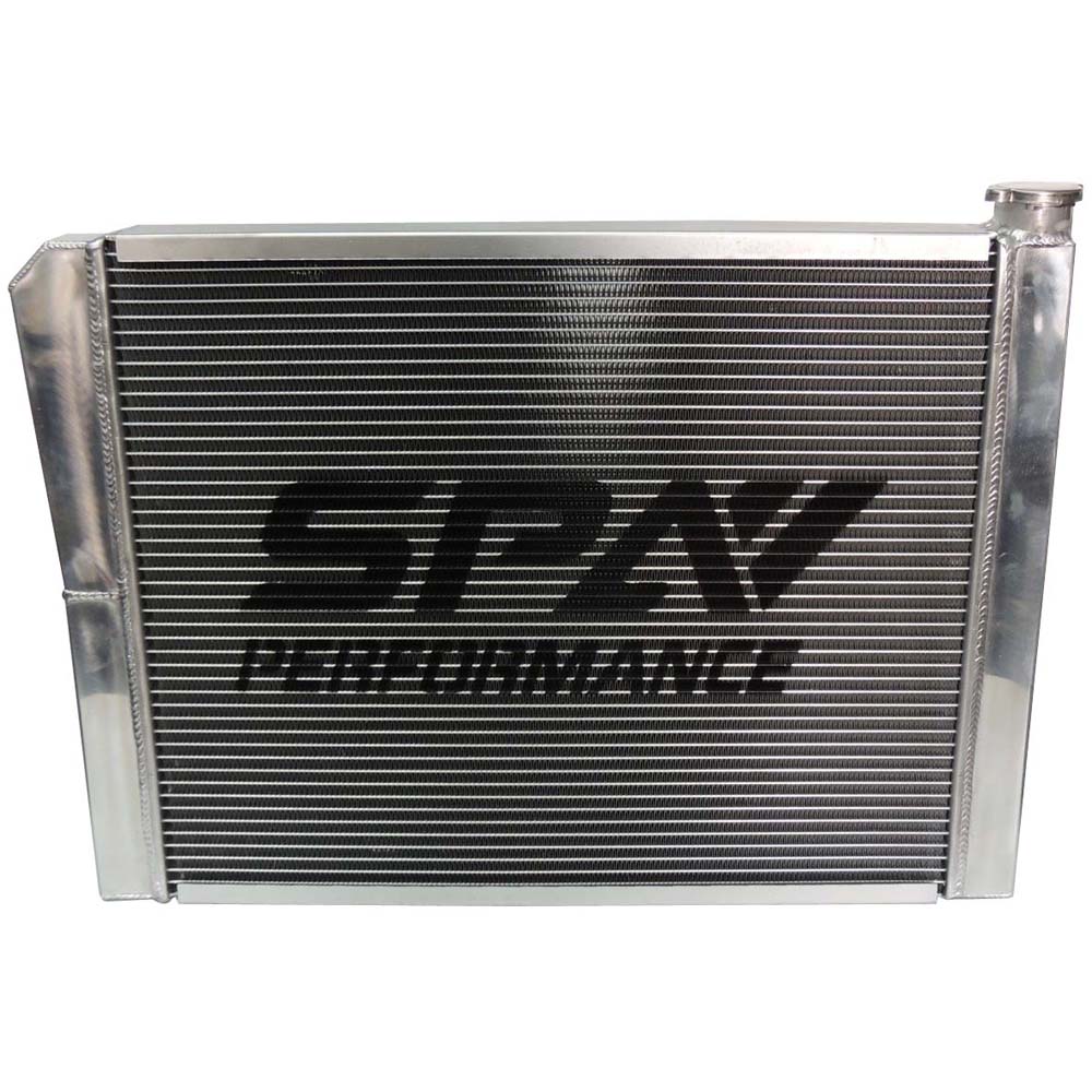Lightweight Late Model Radiator - Double Pass - 26.8" x 19.6" + Remote Fill Tank - Red Cap