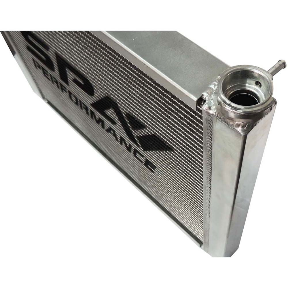 Lightweight Late Model Radiator - Double Pass - 26.8" x 19.6" + Remote Fill Tank - Red Cap