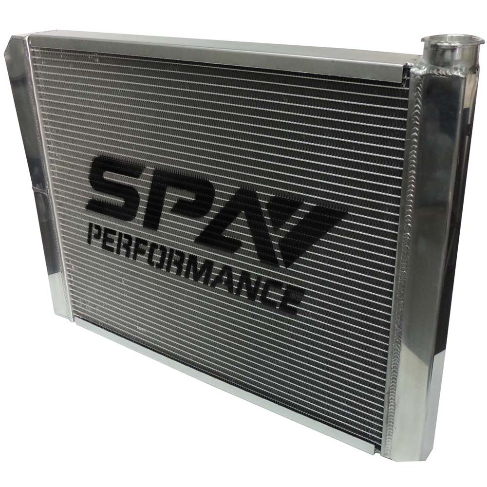 Lightweight Late Model Radiator - Double Pass - 26.8" x 19.6" + Remote Fill Tank - Red Cap