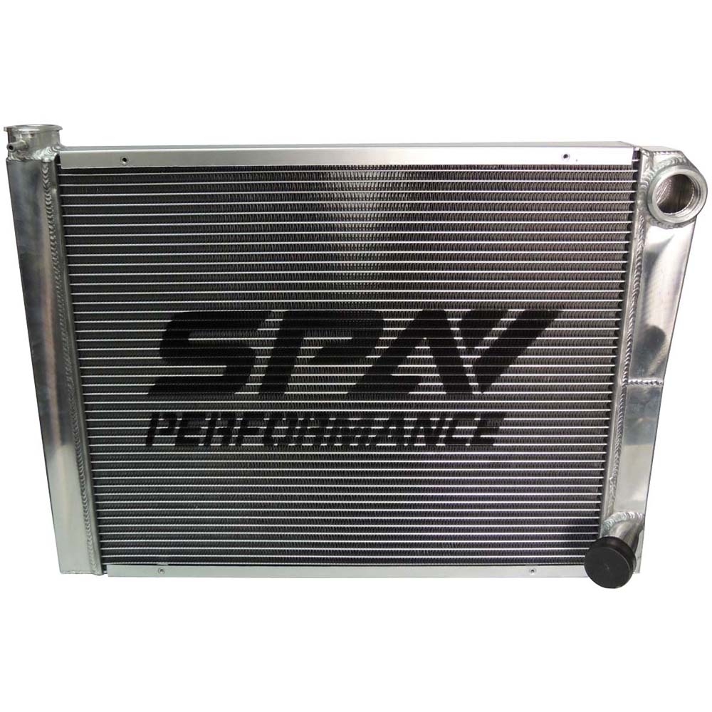 Lightweight Late Model Radiator - Double Pass - 26.8" x 19.6" + Remote Fill Tank - Red Cap
