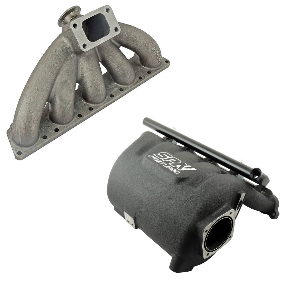 VW Jetta / Golf MK5 2.5L 5 cylinder 20V 07K T3 top mount turbo manifold + Intake manifold - WITH FUEL RAIL - Black