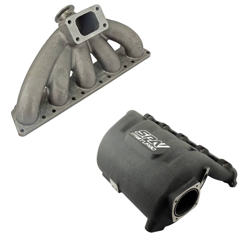 VW Jetta / Golf MK5 2.5L 5 cylinder 20V 07K T3 top mount turbo manifold + Intake manifold - Black