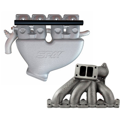 VW B5 T3 top mount turbo twin scroll manifold wastegate "i" + Cast Aluminum Intake Manifold for longitudinal with 4 injectors Fuel Rail Kit (OEM throttle)