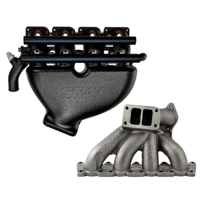 VW B5 T3 top mount turbo twin scroll manifold wastegate "i" + Cast Aluminum Intake Manifold for longitudinal with 8 injectors Fuel Rail Kit (OEM throttle) Black