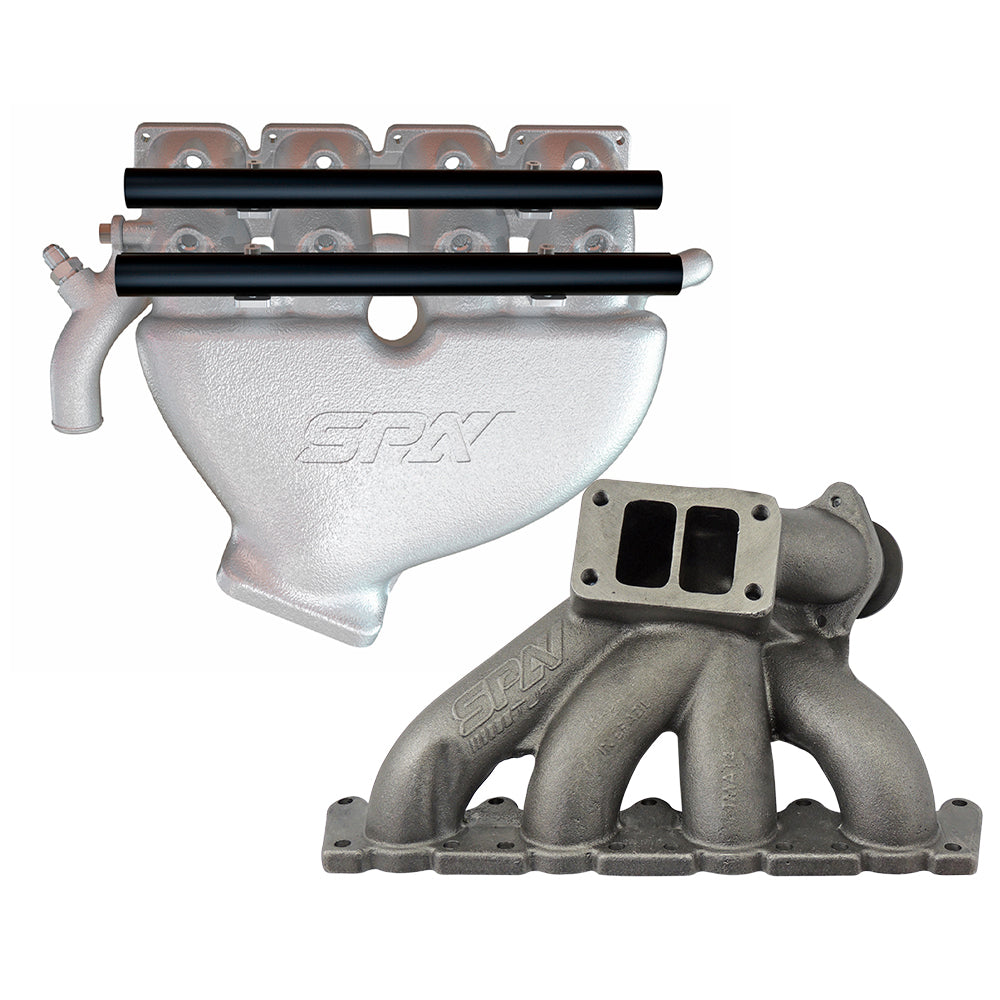 VW B5 T3 top mount turbo twin scroll manifold wastegate V-Band + Cast Aluminum Intake Manifold for longitudinal with 8 injectors Fuel Rail Kit (without throttle bolt holes)