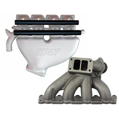 VW B5 T3 top mount turbo twin scroll manifold wastegate V-Band + Cast Aluminum Intake Manifold for longitudinal with 8 injectors Fuel Rail Kit (without throttle bolt holes)