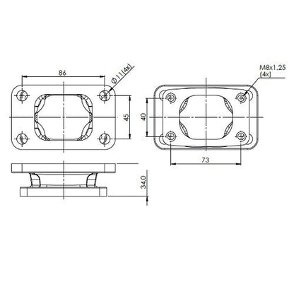 T3 for T25/T28 cast iron flange turbocharger/turbo manifold adapter/conversion