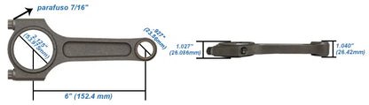 Chevy II 2.5L / 4 CYLINDERS 6" x .927 / 152.4mm x 23.56mm high performance connecting rod set
