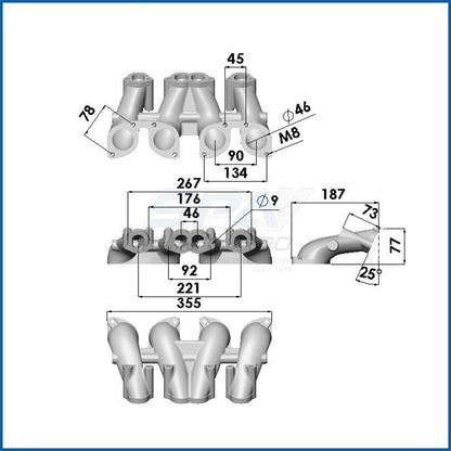 VW MKI MKII GTI 1.8L 2.0L 8v SOHC dual downdraft intake manifold + 0-30 PSI Fuel pressure regulator + Bracket