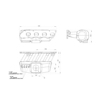 Intake manifold for 8th gen Honda Civic SI (K20 engine) - 4 injectors - Without holes