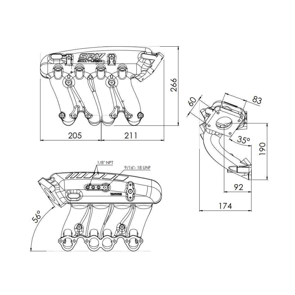 HIGH FLOW INTAKE MANIFOLD VW 8V LONGITUDINAL - 4 INJECTORS - PRE SALE