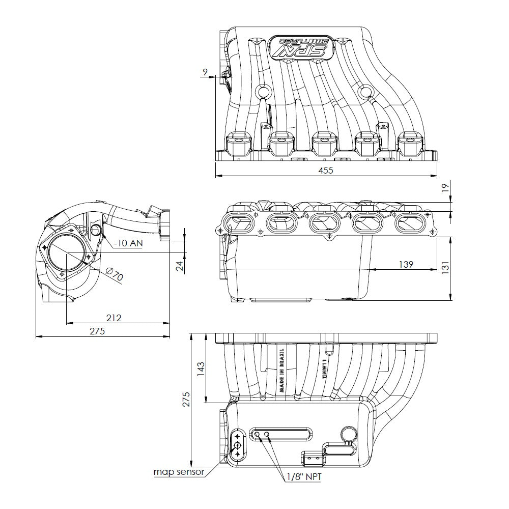 Cast Aluminum Valve Cover + Intake Manifold WITH FUEL RAIL for VW 2.5L 5 CYLINDER 20V 07K - PRE SALE