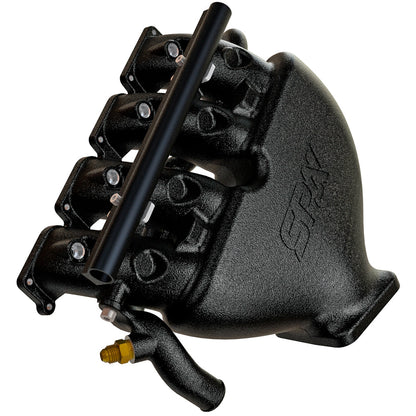 VW B5 T3 top mount turbo twin scroll manifold wastegate V-Band + Cast Aluminum Intake Manifold for longitudinal with 4 injectors Fuel Rail Kit (without throttle bolt holes) Black