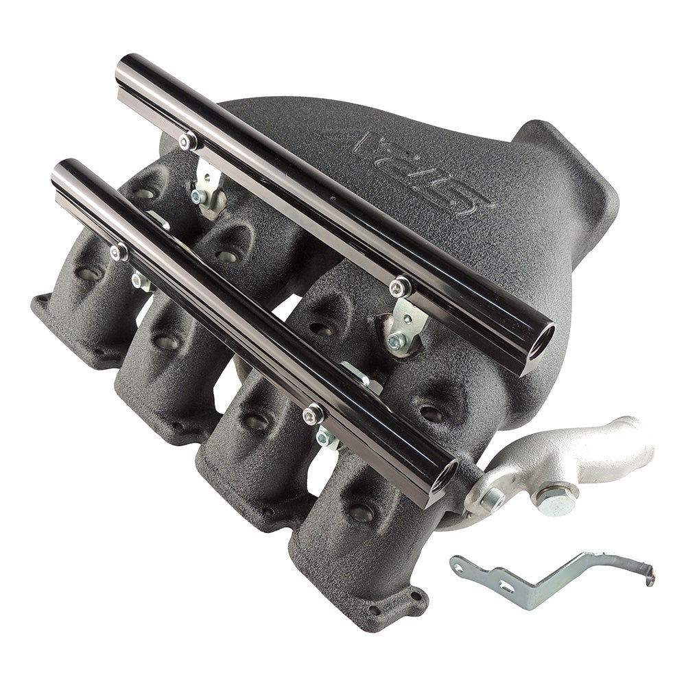Cast Aluminum Intake Manifold for longitudinal VW/AUDI 1.8T with 8 injectors Fuel Rail Kit (OEM throttle) Black