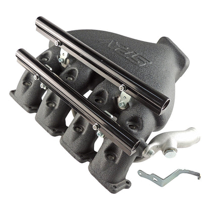 Cast Aluminum Intake Manifold for longitudinal VW/AUDI 1.8T with 8 injectors Fuel Rail Kit (OEM throttle) Black