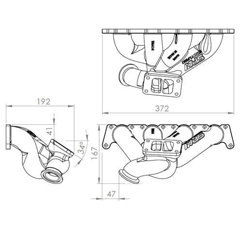VW B5 T3 top mount turbo twin scroll manifold wastegate "i" + Cast Aluminum Intake Manifold for longitudinal with 8 injectors Fuel Rail Kit (OEM throttle)