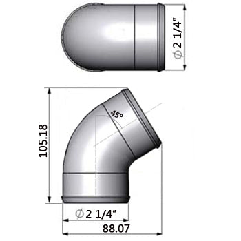 2.25 tight radius 45‚° elbow intake pipe