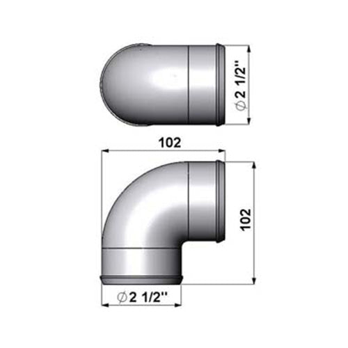 2.5 tight radius 90° elbow intake pipe